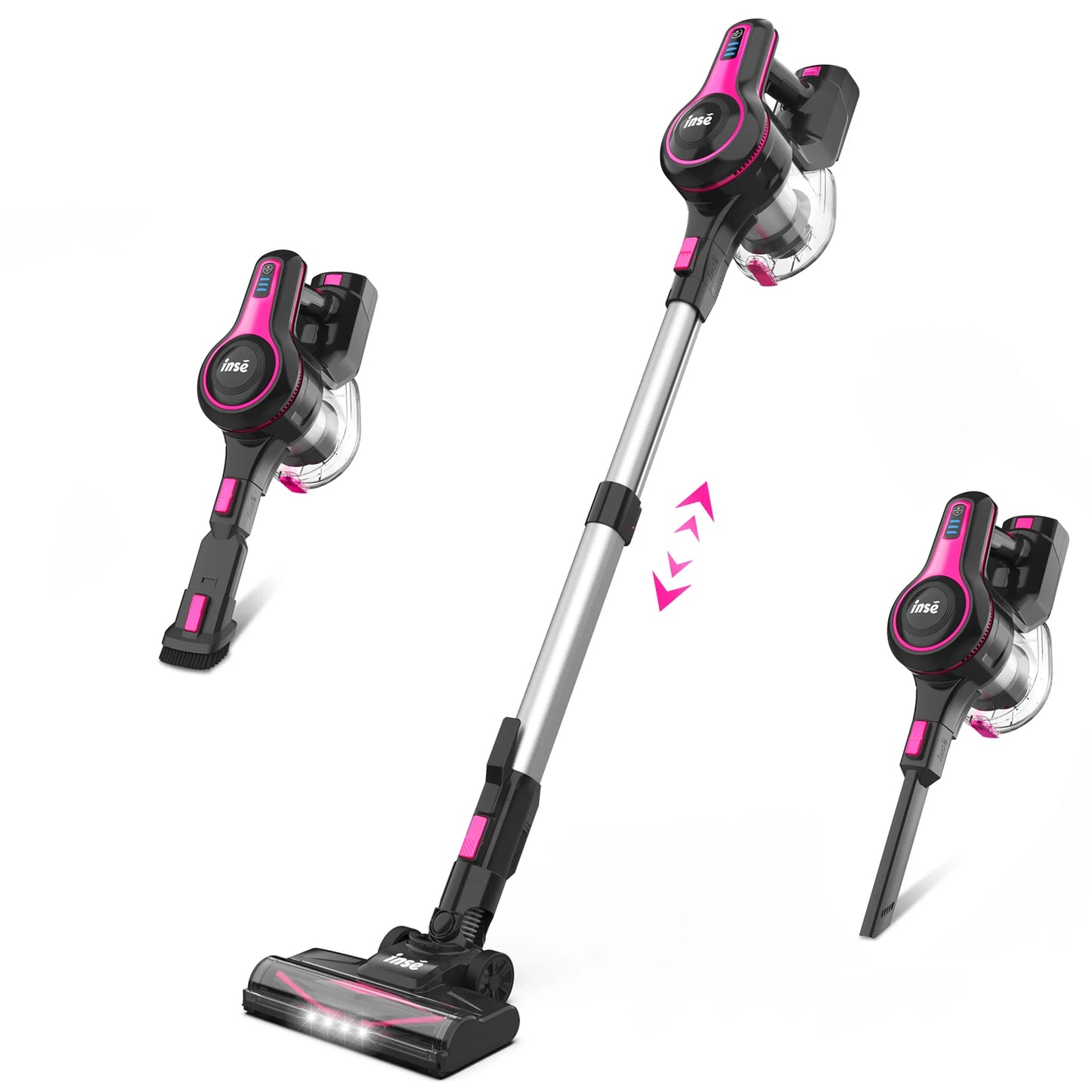 INSE N5T Cordless Vacuum Cleaner, 25Kpa 1.2L Large Dustbin, 6 in 1 Handheld Vacuum for Household Cleaning